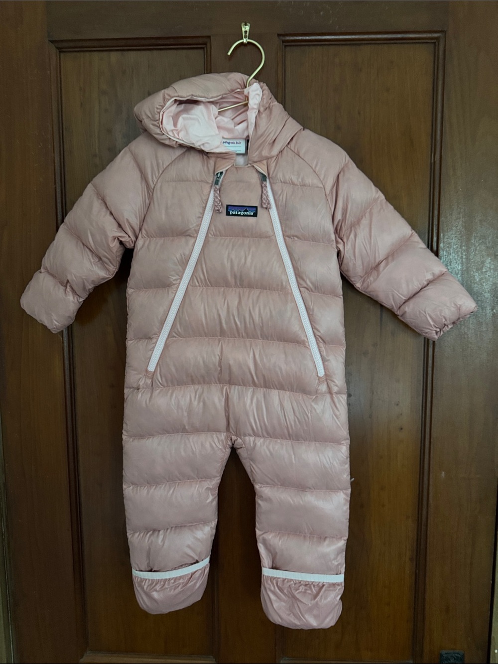 Patagonia Pink Hooded Down One-Piece Snowsuit